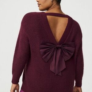 Torrid Plum Sweater with Back Bow Accent
